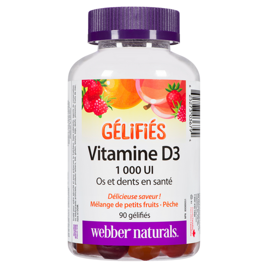 Webber Naturals Vitamin D3 1000 IU Gummies, Mixed Berry & Peach, 90 Gummies