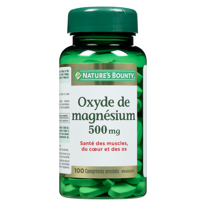 Nature's Bounty Magnesium Oxide 500 mg, 100 Coated Tablets