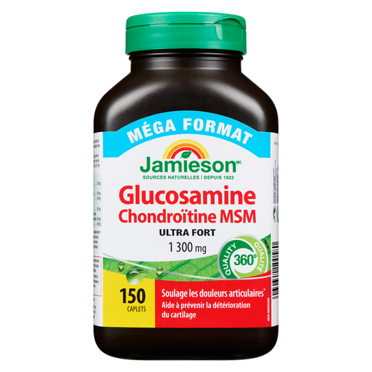 Jamieson Glucosamine Chondroitin MSM Ultra Strength 1,300 mg Mega Size, 150 Caplets