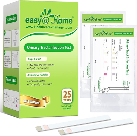 Easy@Home UTI Test Strips, 25 Individually Wrapped Tests