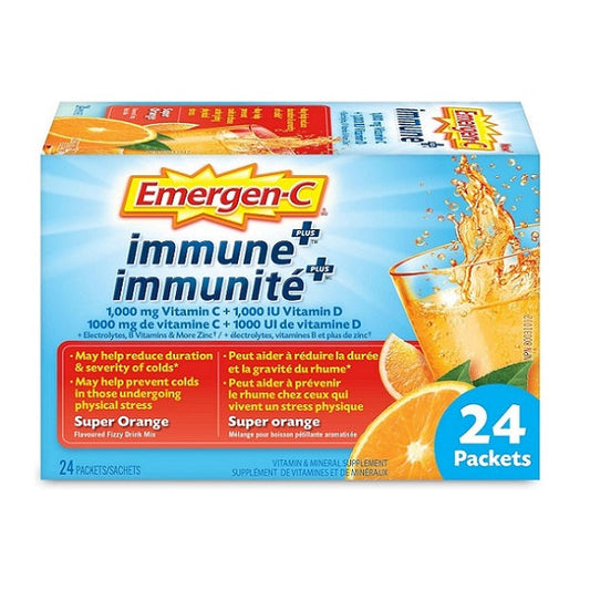 Emergen-C Immune+ Super Orange Fizzy Drink Mix, 24 Packets