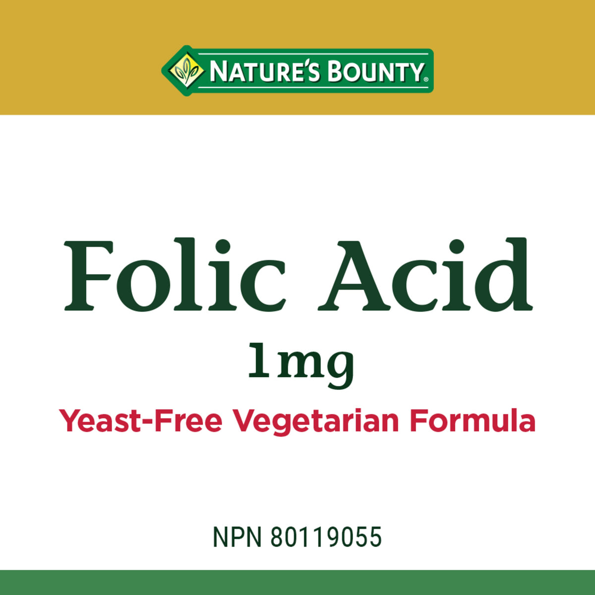 Nature's Bounty Folic Acid 1 mg Tablets, 150 Count