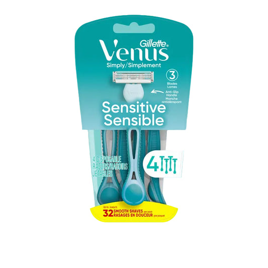 Gillette Venus Simply 3 Sensitive Women's Disposable Razors, 4 Pack