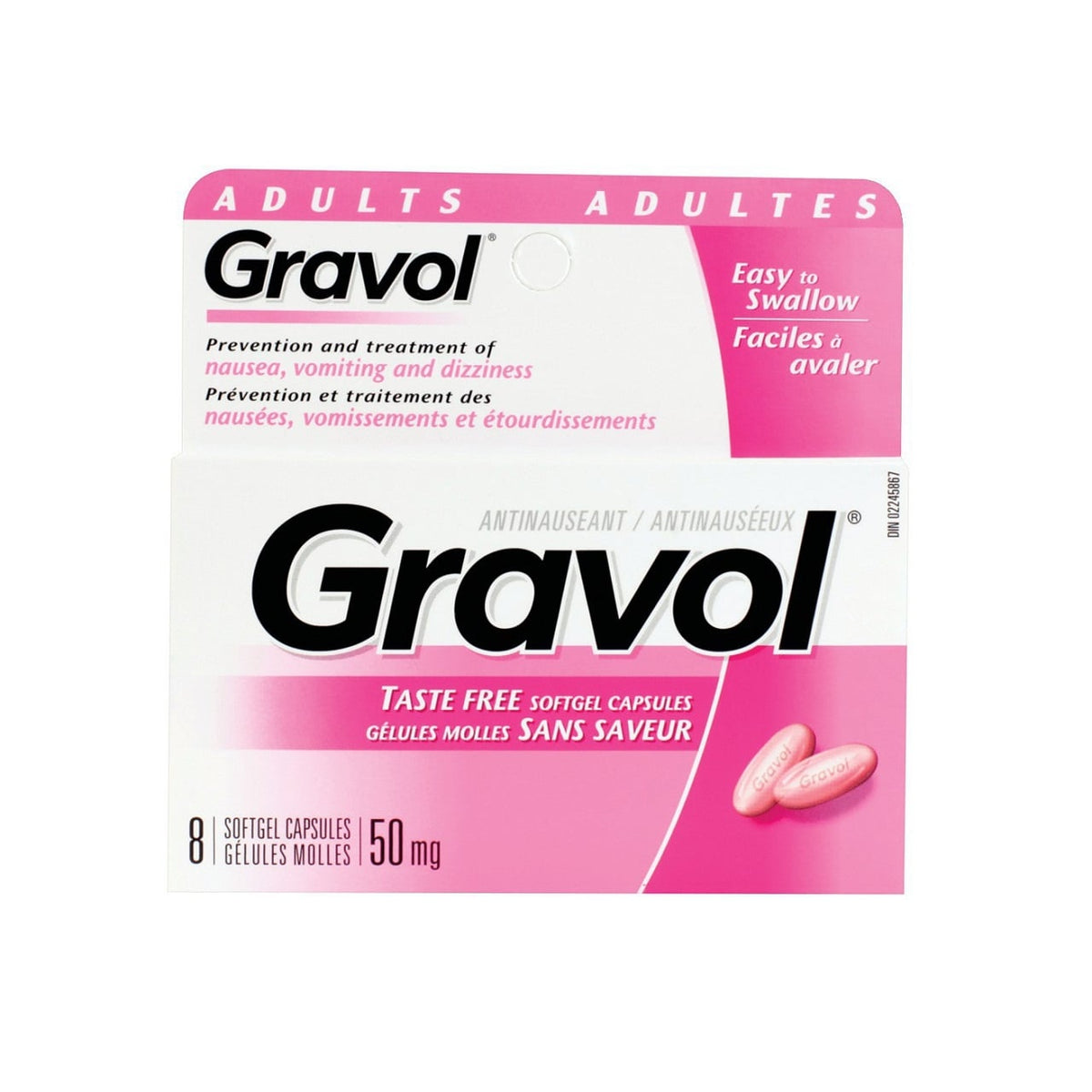 Gravol Liquid Gel Capsules 50 mg, 8 Capsules