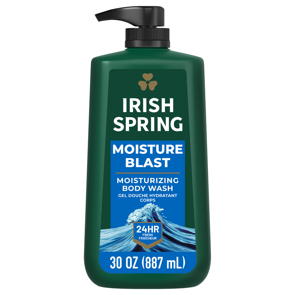 Irish Spring Moisture Blast Moisturizing Face & Body Wash Pump, 887 mL