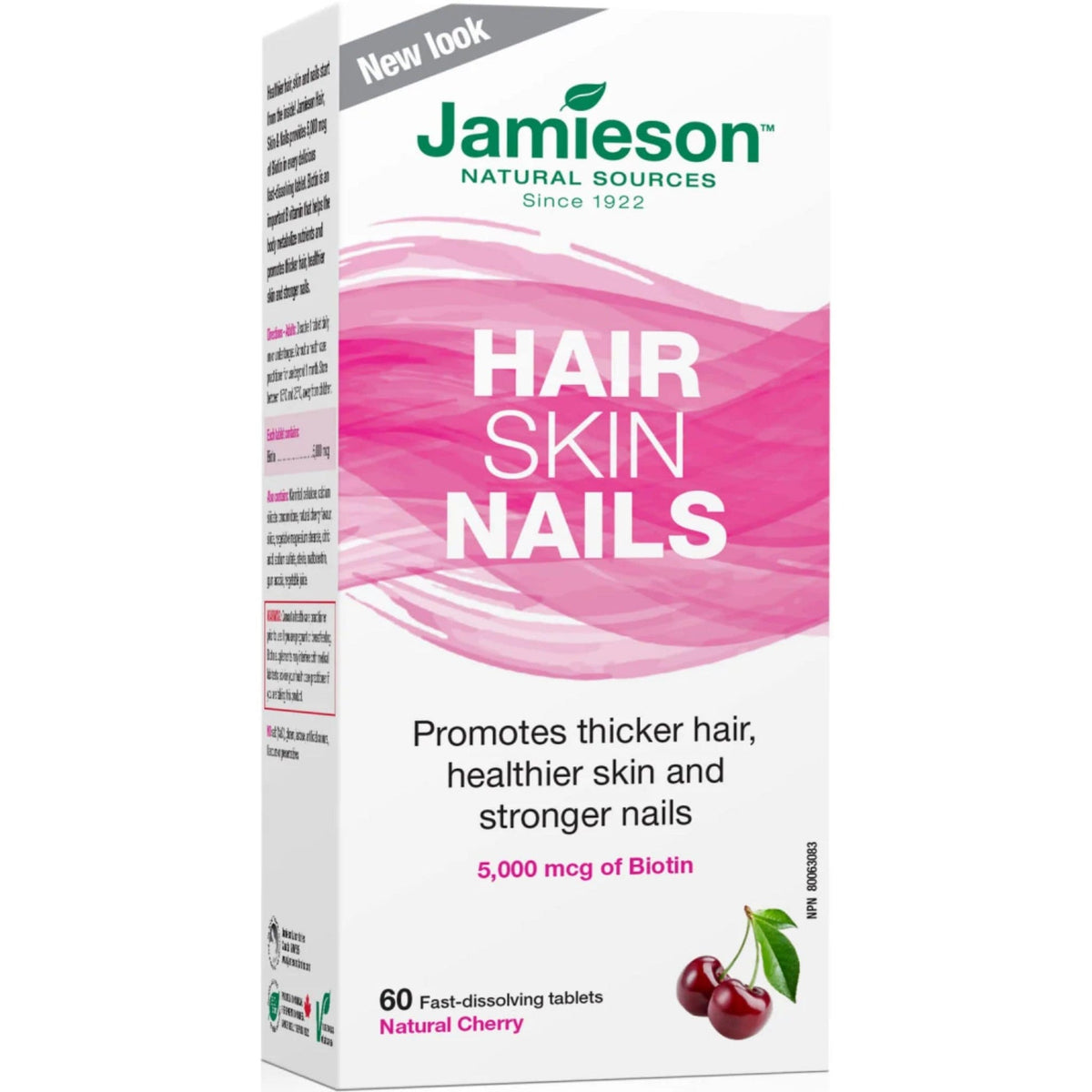 Jamieson Hair, Skin & Nails Fast-Dissolving Cherry Biotin Tablets, 60 Tablets