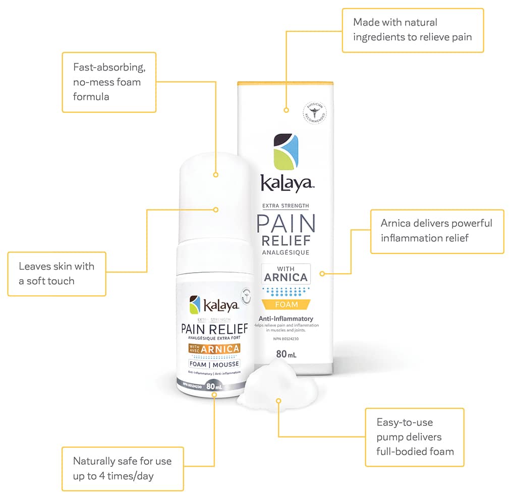KaLaya Extra Strength Pain Relief Foam with Arnica, 80 mL