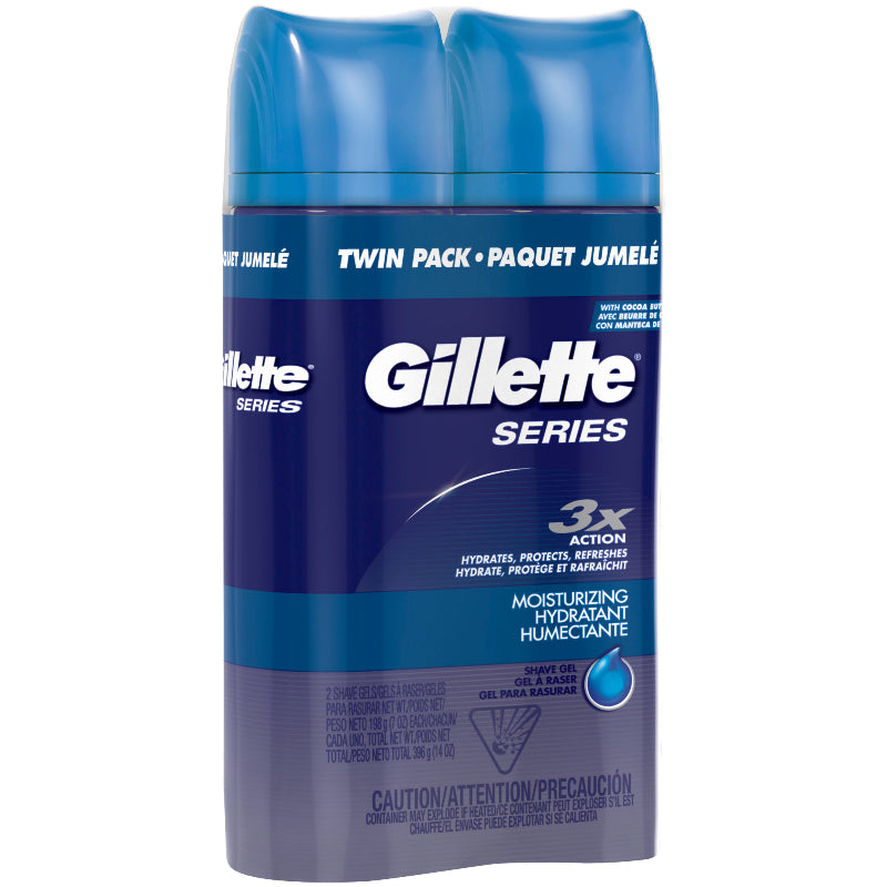 Gillette Series Moisturizing Shave Gel with Cocoa Butter, 2 x 198 g