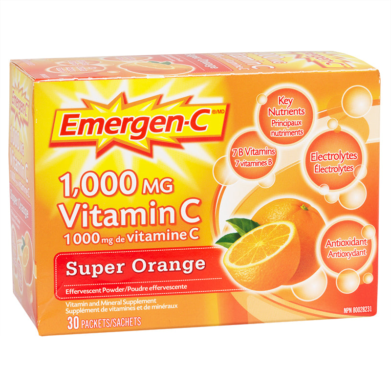 Emergen-C Super Orange 1000 mg Vitamin C Drink Mix, 30 Packets