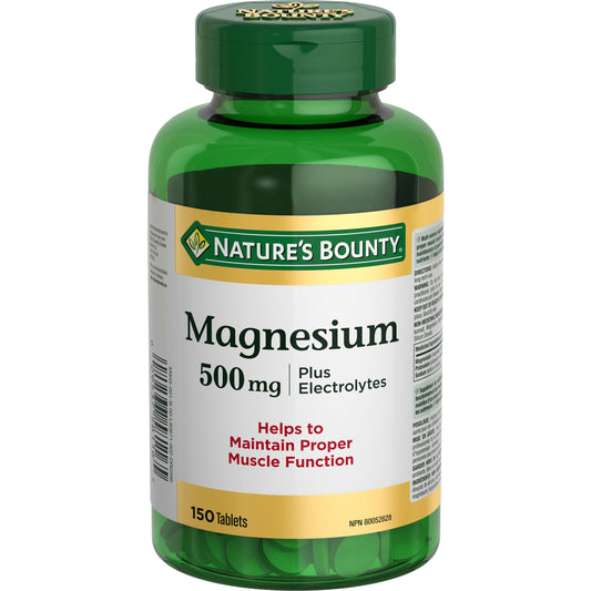 Nature's Bounty Magnesium Plus Electrolytes 500 mg Tablets, 150 Count