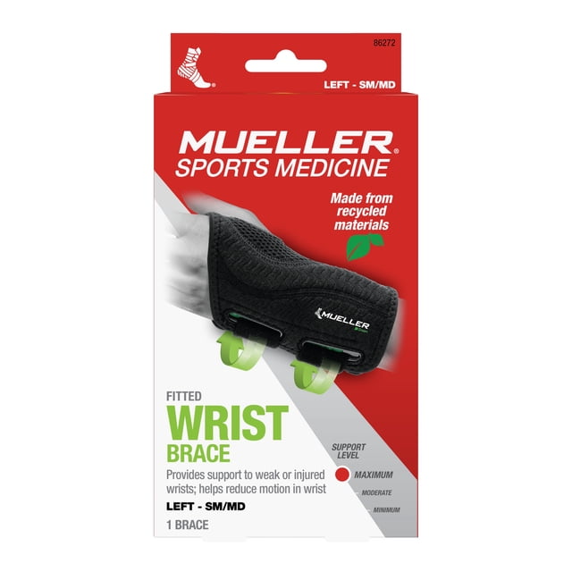 Mueller Green Fitted Wrist Brace, Left, Small/Medium