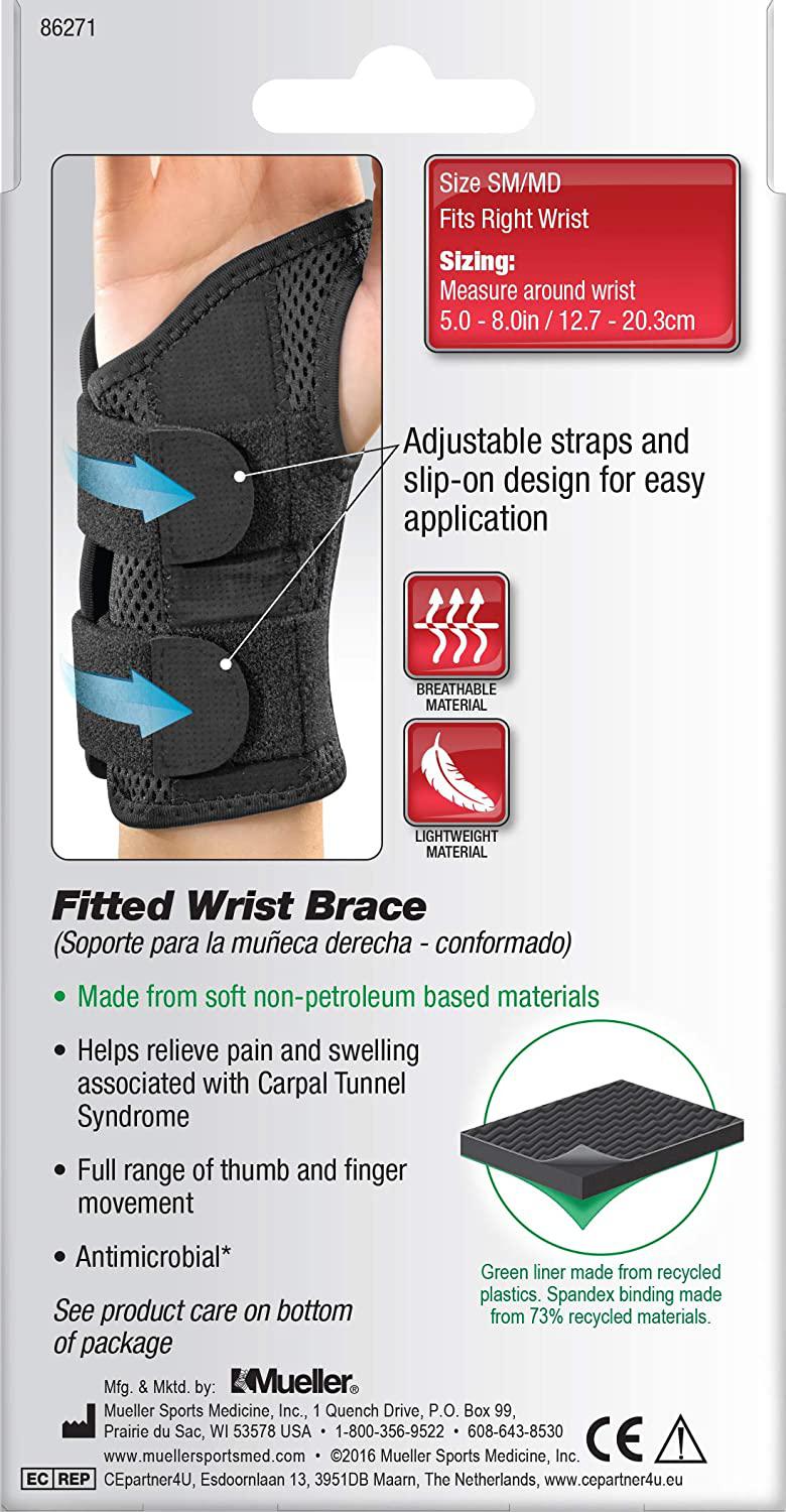 Mueller Green Fitted Wrist Brace, Right Hand, Small/Medium