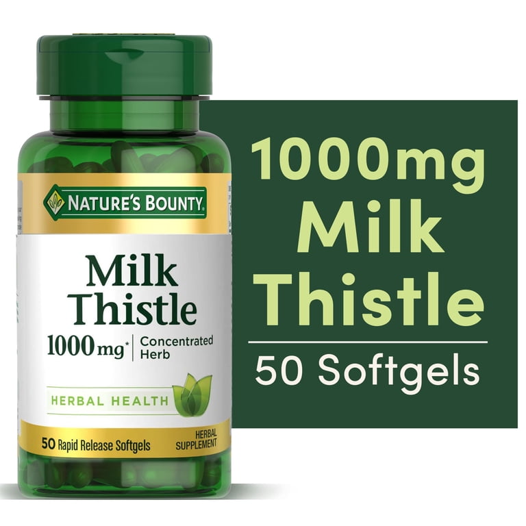 Nature's Bounty Milk Thistle 1000 mg Softgels, 50 Count