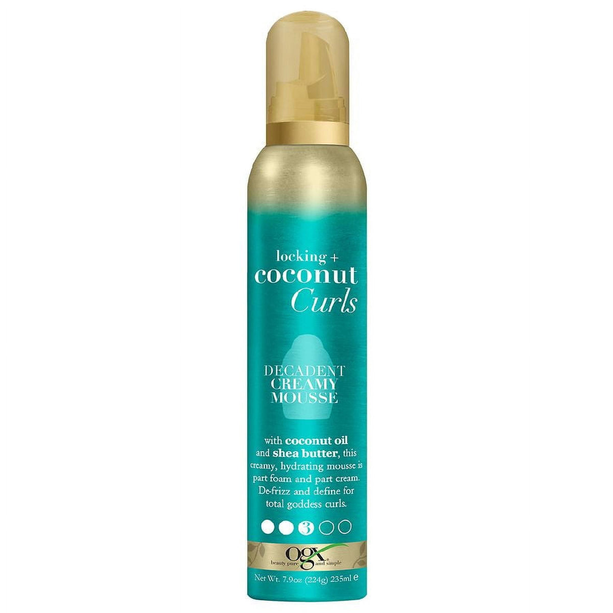 OGX Locking + Coconut Curls Decadent Creamy Mousse, 224 mL