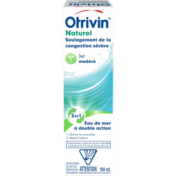 Otrivin Natural Severe Congestion Relief Moderate Stream Dual Action Sea Water Spray, 100 mL
