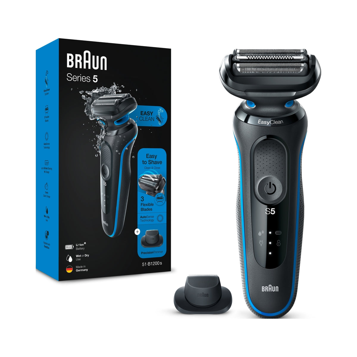 Braun Series 5 5118s Wet & Dry Electric Shaver with Precision Trimmer, Blue