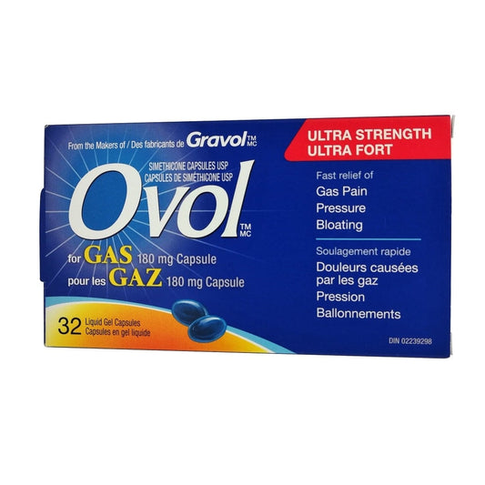 Ovol Ultra Strength Anti-Gas Liquid Gel Capsules 180 mg, 32 Capsules