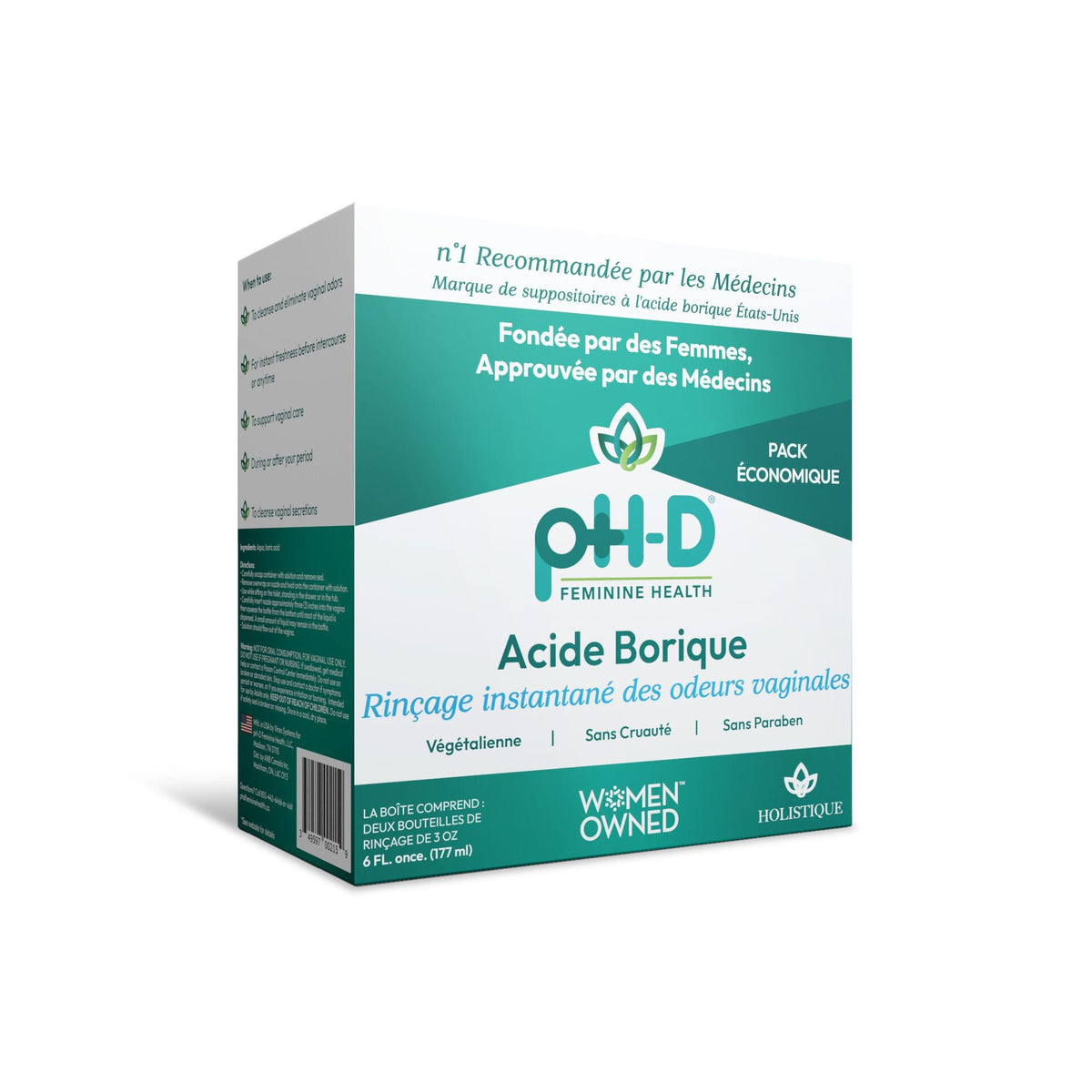 pH-D Boric Acid Instant Vaginal Odor Rinse Value Pack, 177 mL