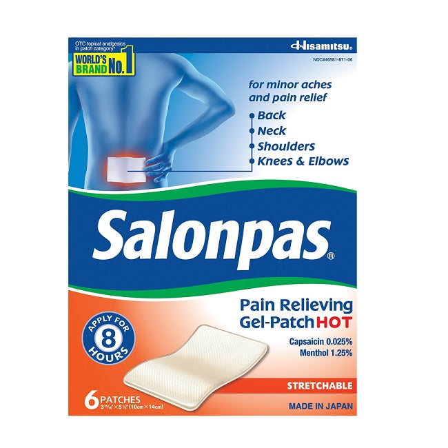 Salonpas Pain Relieving Gel-Patch HOT, 6 Patches