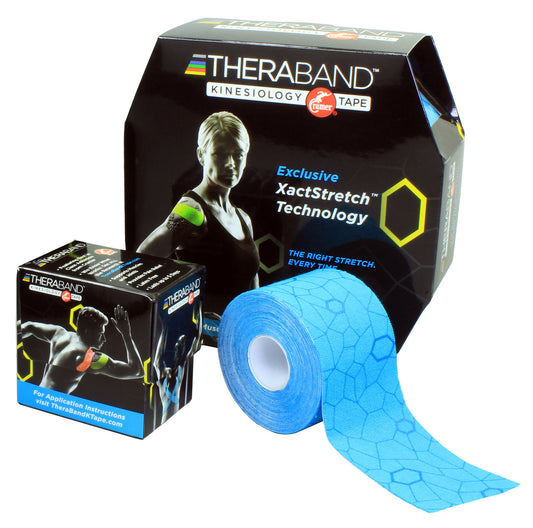 TheraBand XactStretch Kinesiology Tape Pre-Cut Blue Print, 20 Strips