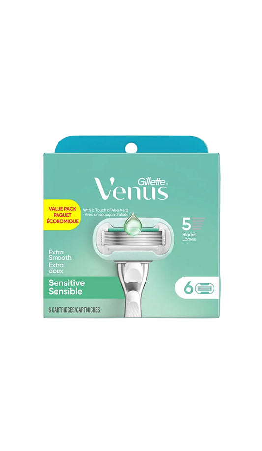 Gillette Venus Deluxe Smooth Sensitive Razor Blade Refills, 6 Count
