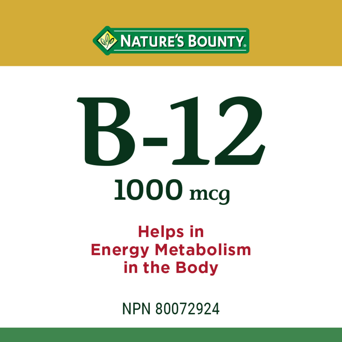 Nature's Bounty Vitamin B-12 1000 mcg Tablets, 100 Count