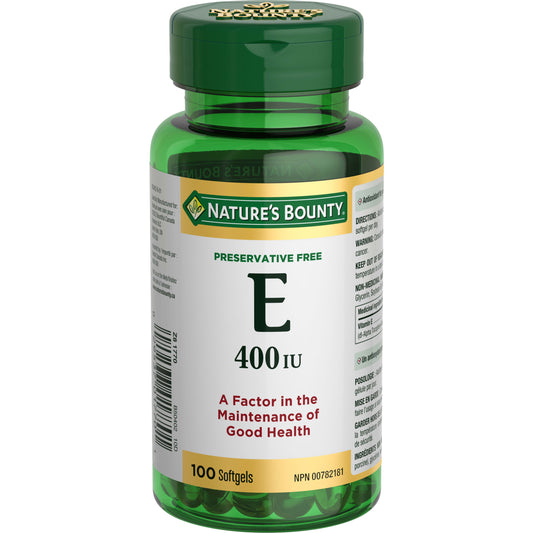 Nature's Bounty Vitamin E 400 IU Softgels, 100 Count