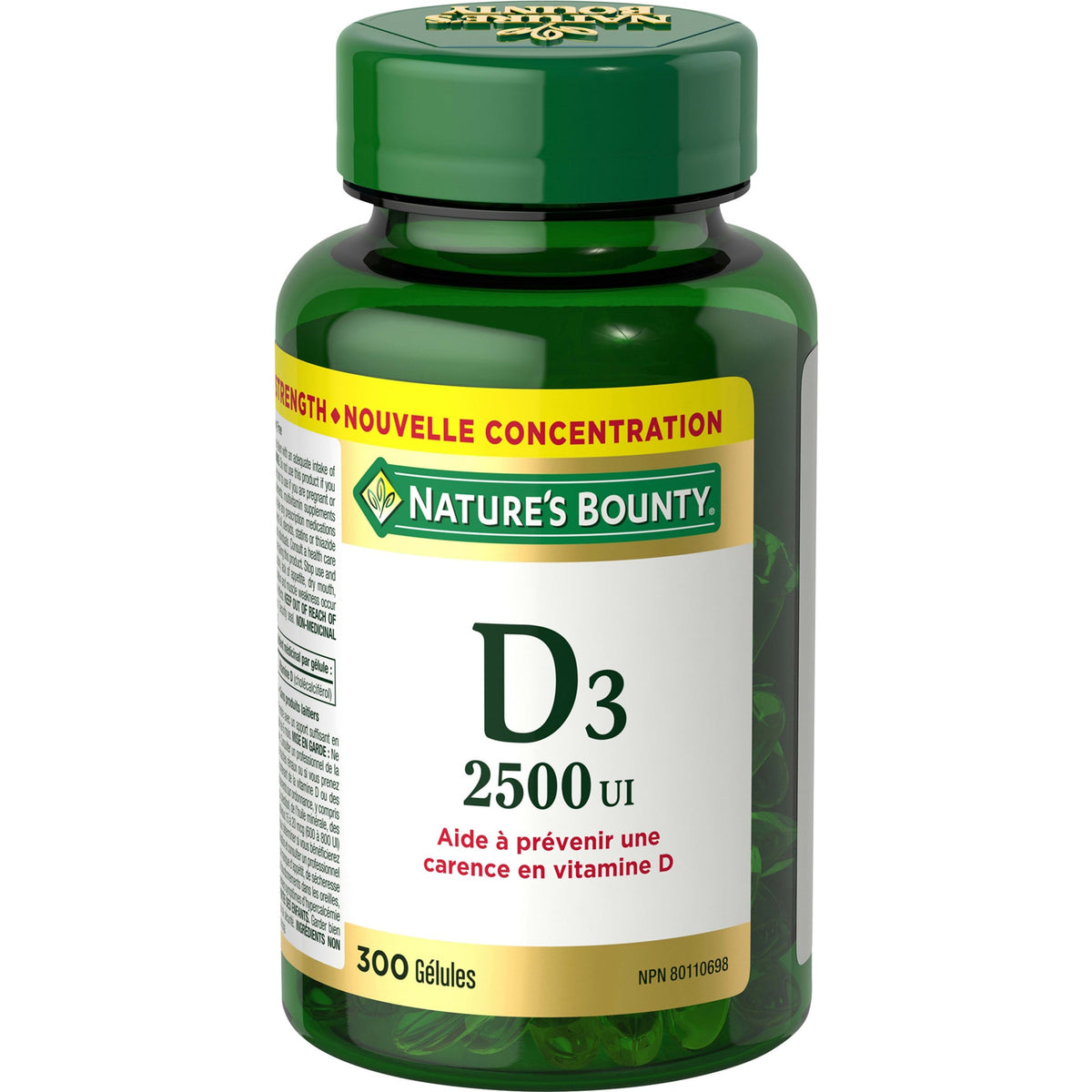 Nature's Bounty Vitamin D3 2,500 IU Softgels, 300 Count