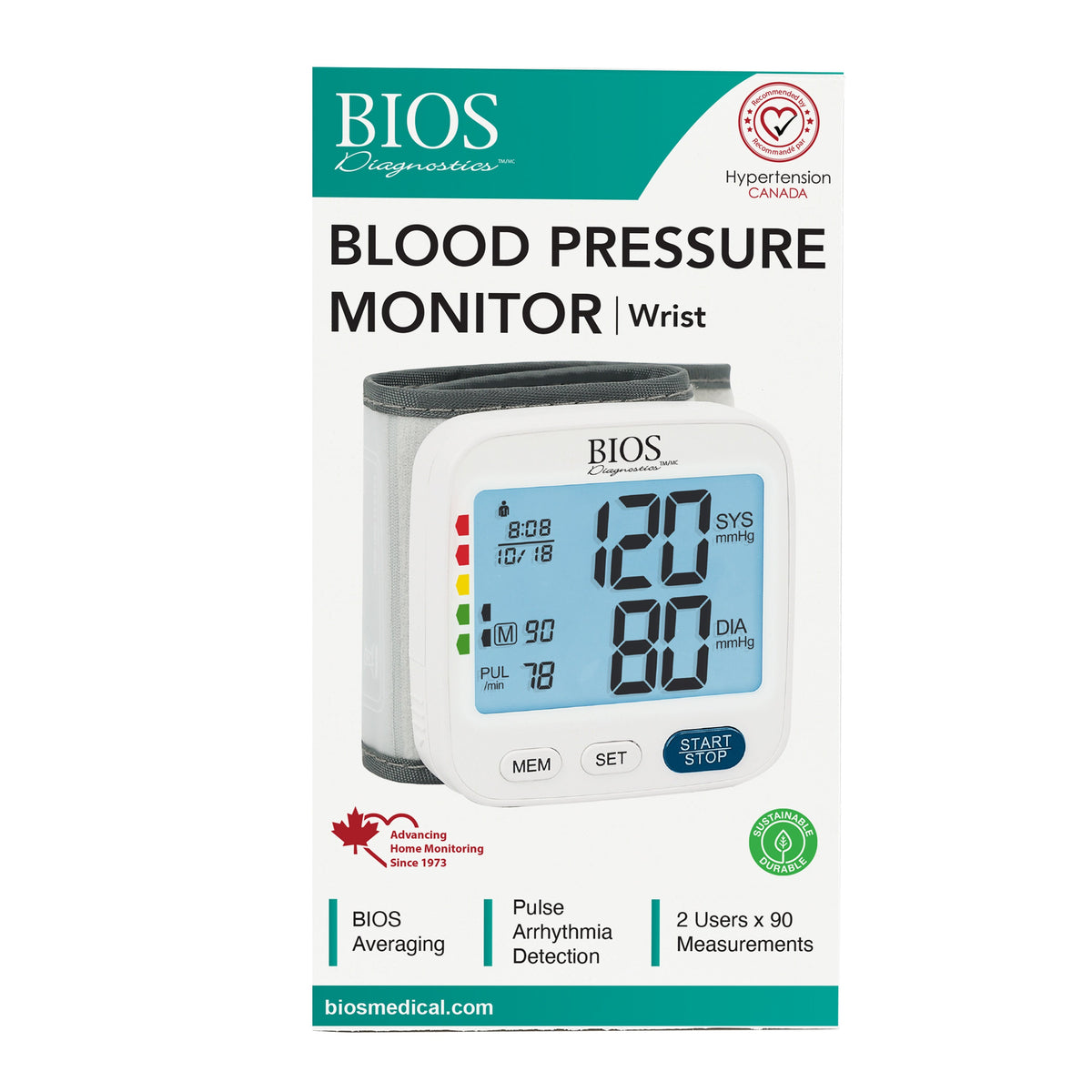 BIOS Diagnostics Wrist Blood Pressure Monitor (W200)