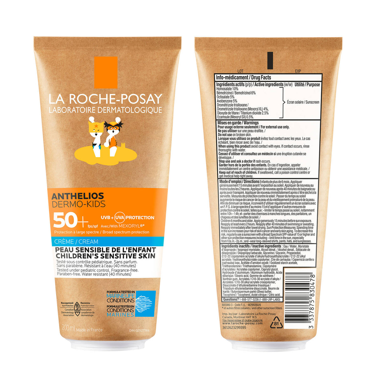 La Roche-Posay Anthelios Dermo-Kids SPF 50+ Face & Body Sunscreen, 200 mL