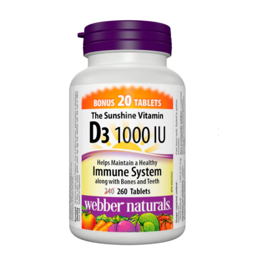 Webber Naturals Vitamin D3 1000 IU Tablets, 260 Count