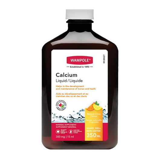 Wampole Calcium 300 mg Liquid, Natural Citrus Flavour, 350 mL