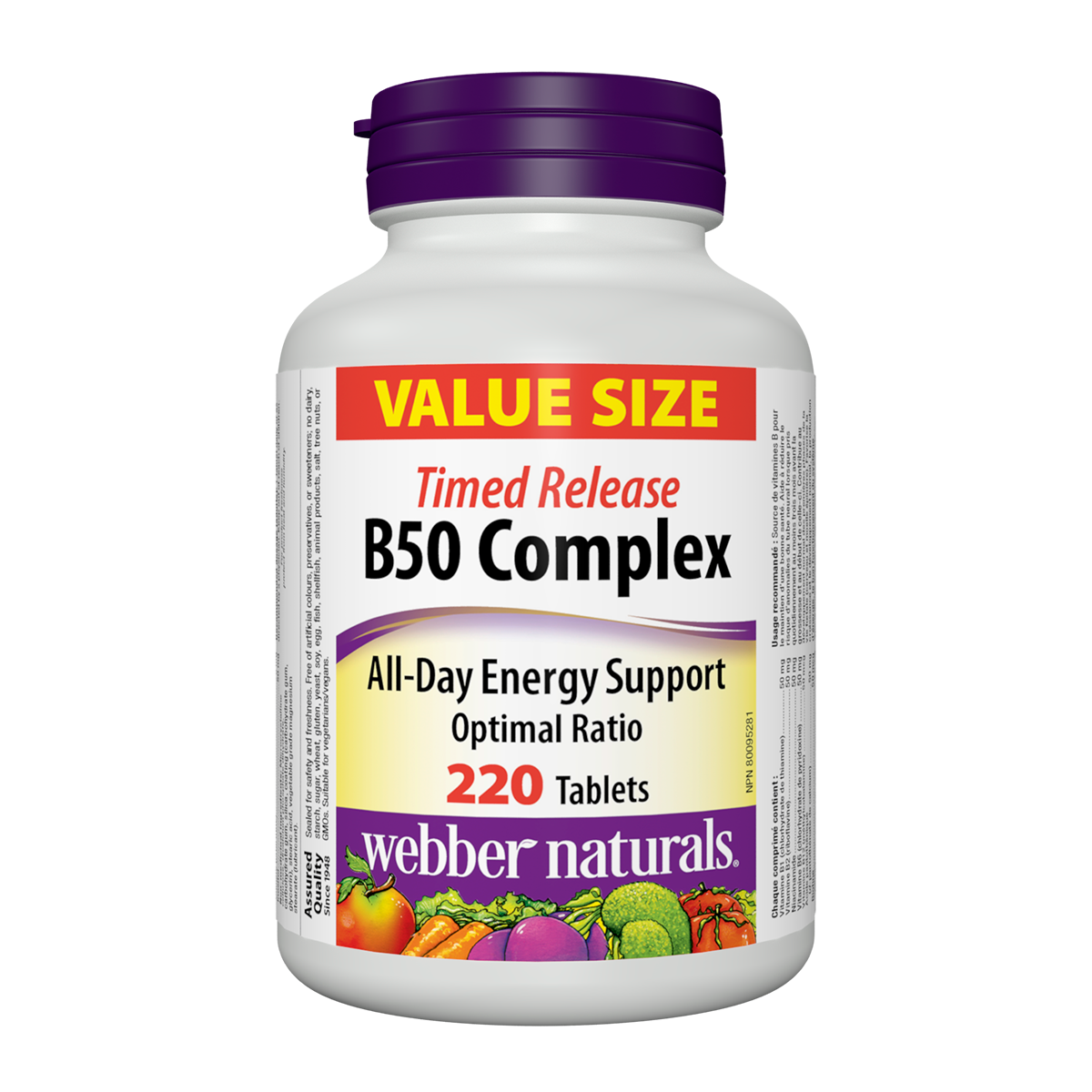 Webber Naturals B50 Complex Timed Release, 220 Tablets
