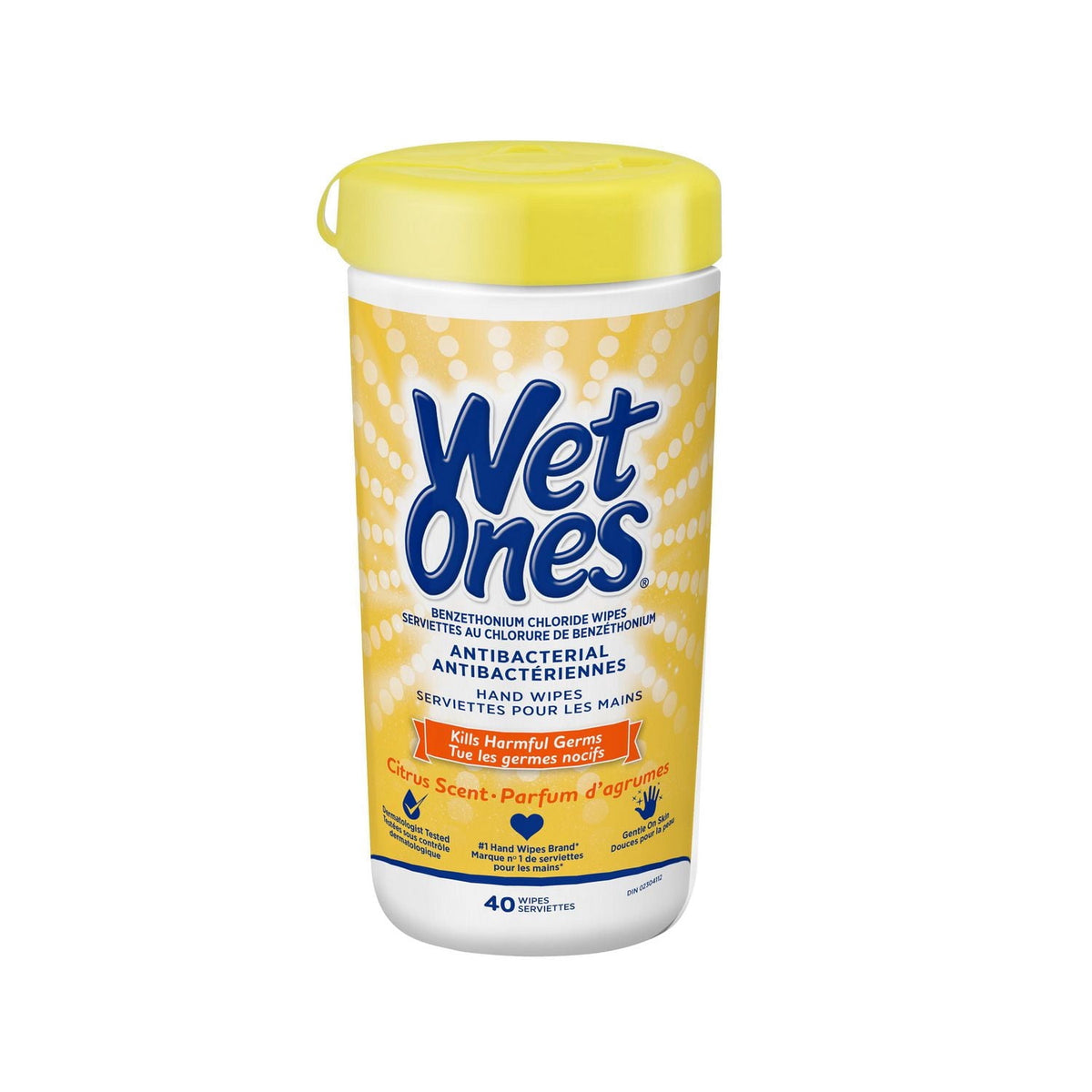Wet Ones Antibacterial Hand & Face Wipes, Citrus Scent, 40 Wipes