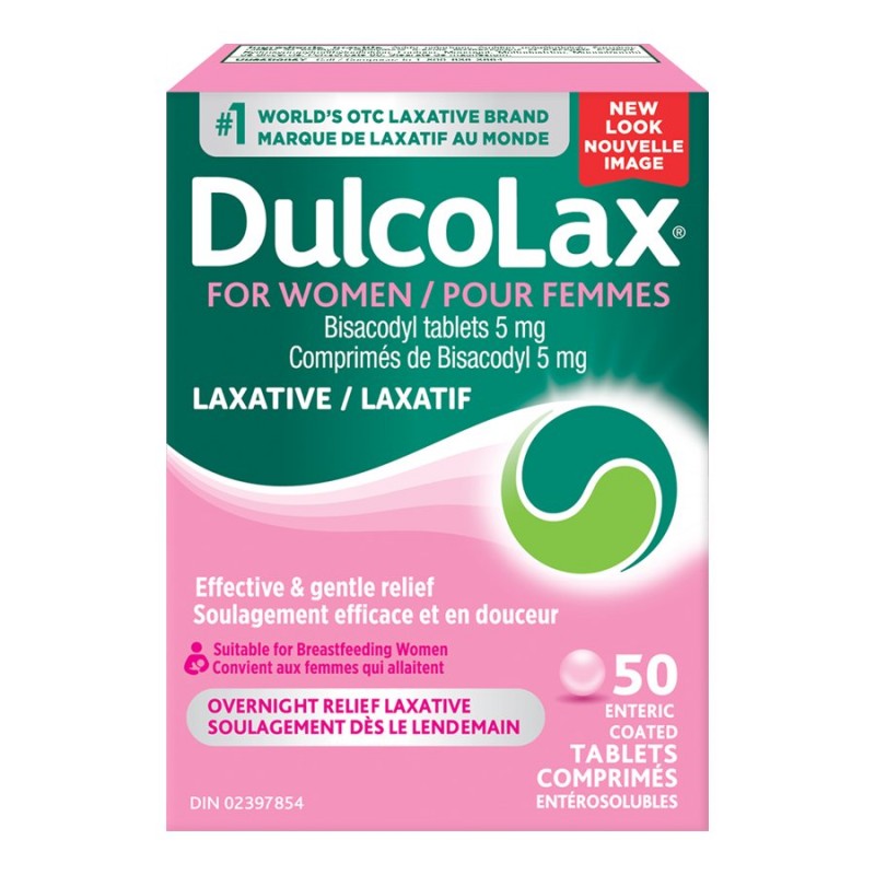 Dulcolax For Women Bisacodyl 5 mg Enteric-Coated Tablets, 50 Count