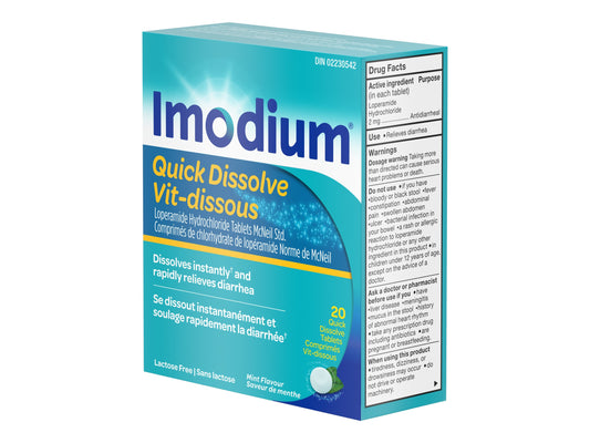 Imodium Quick Dissolve Tablets 2 mg, 20 Tablets