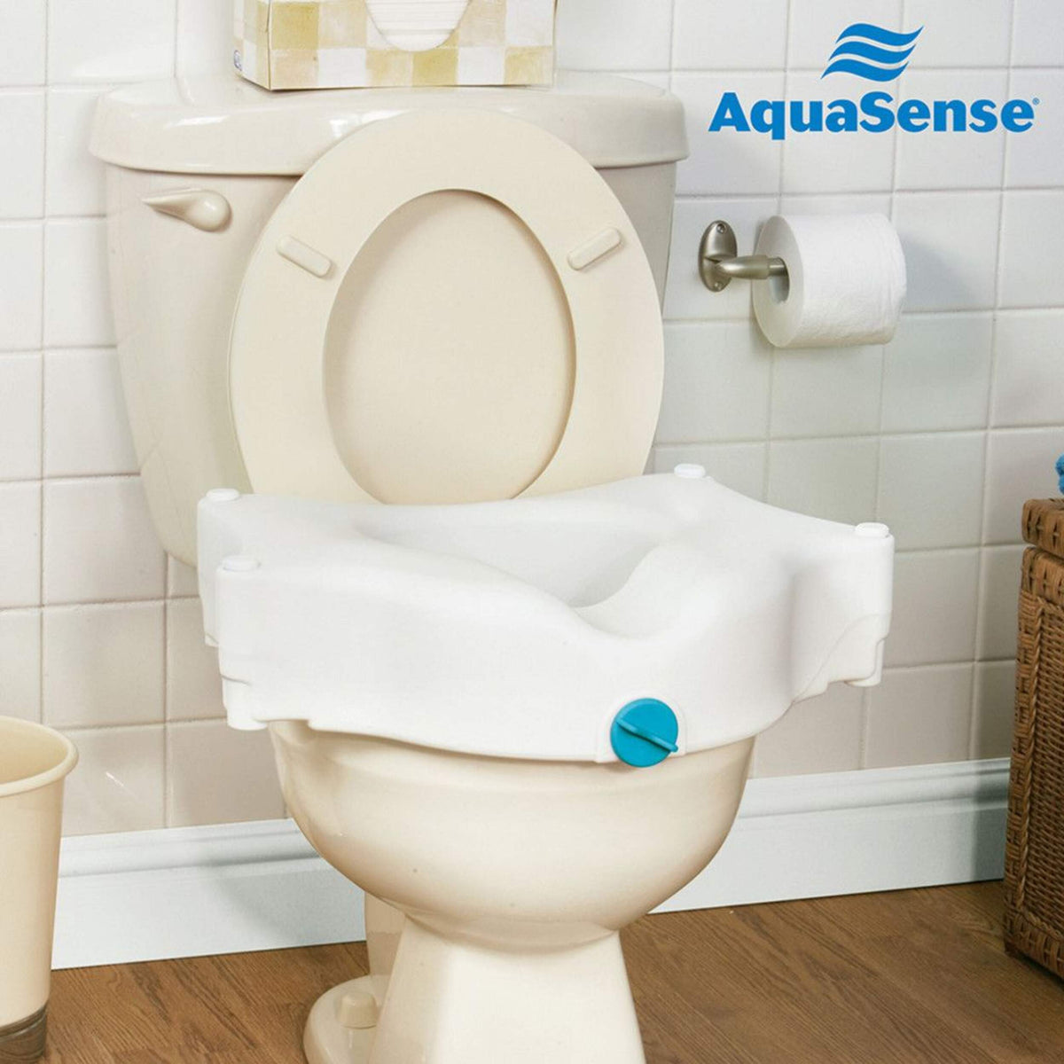 AquaSense 3-Way Raised Toilet Seat, White, 4 in