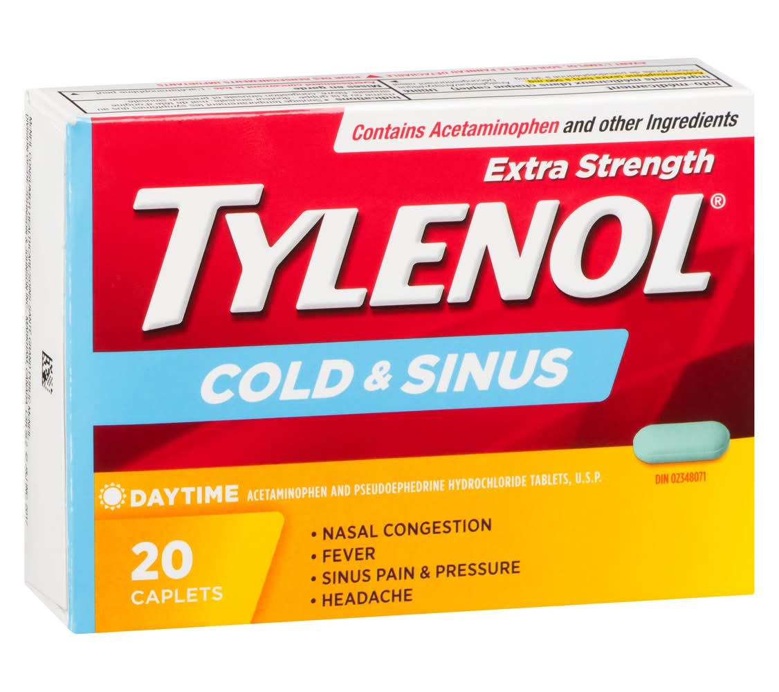 TYLENOL Cold & Sinus Extra Strength Daytime Caplets, 20 Caplets