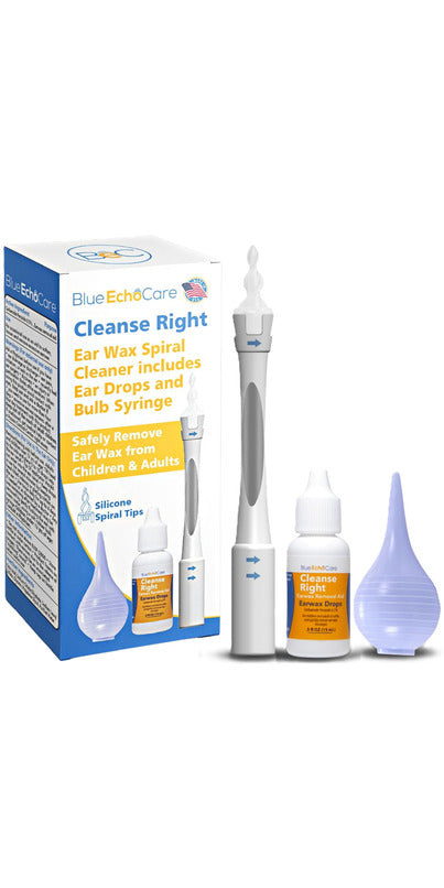 Blue Echo Care Cleanse Right Ear Wax Spiral, Drops & Bulb Kit