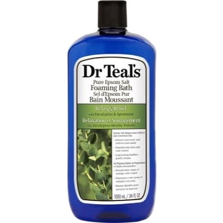 Dr Teal's Pure Epsom Salt Foaming Bath, Eucalyptus & Spearmint, 1000 mL