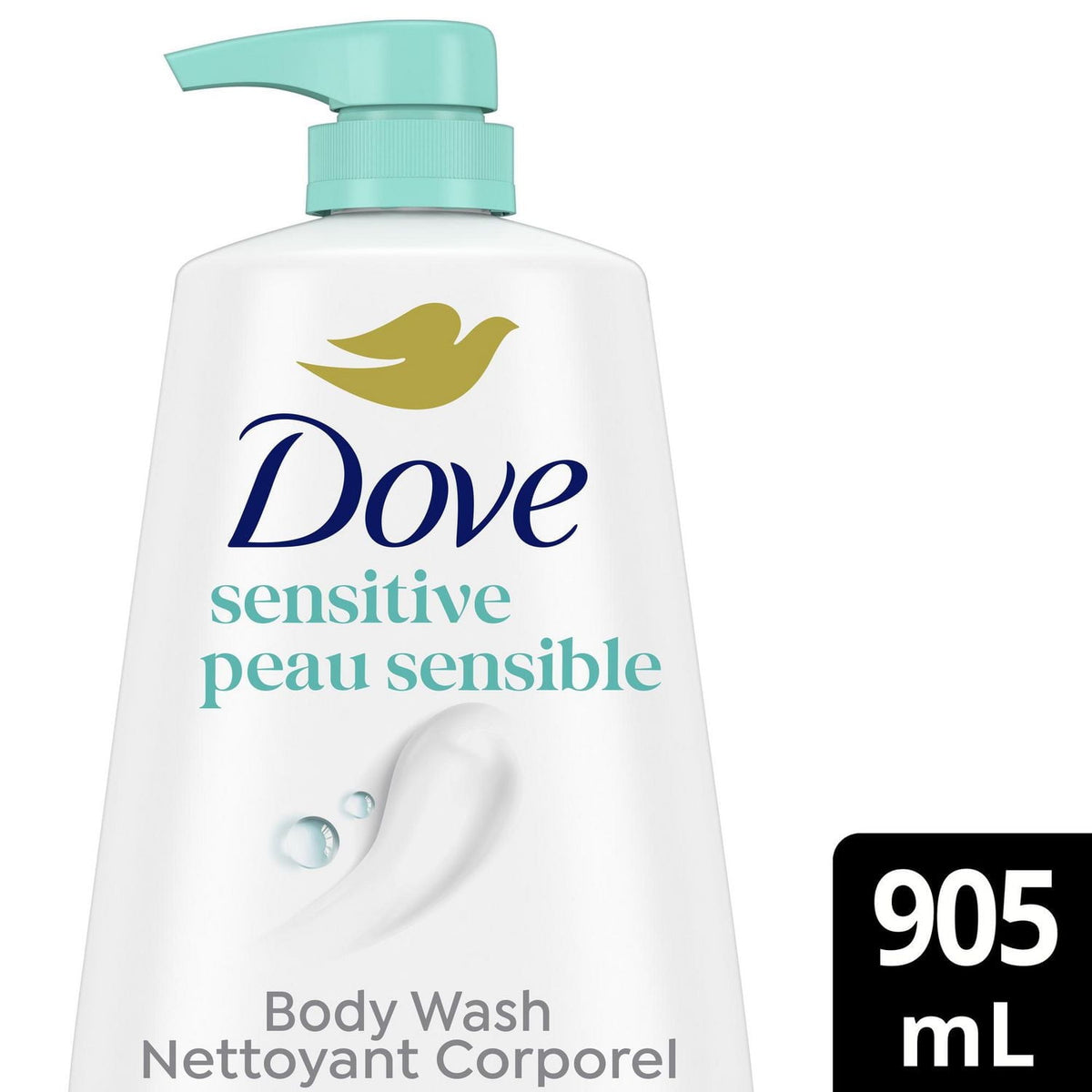 Dove Sensitive Skin Hypoallergenic Body Wash with Pump, 905 mL