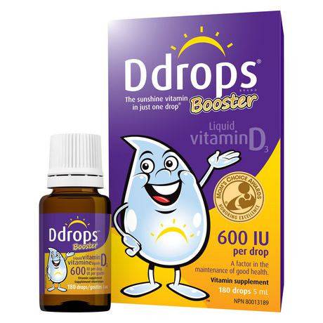 Ddrops Booster Liquid Vitamin D3 600 IU, 180 Drops, 5 mL