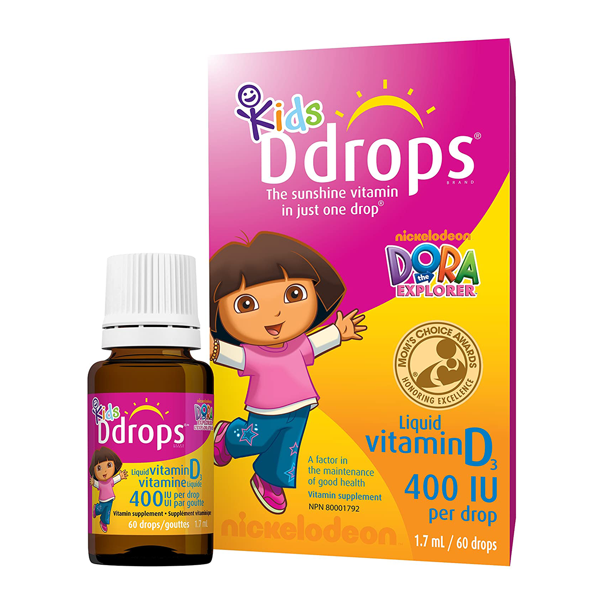 Ddrops Kids Liquid Vitamin D3 400 IU, 60 Drops, 1.7 mL