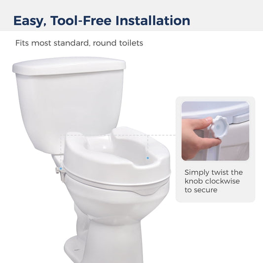 Drive Medical 4" Raised Toilet Seat with Lock, Without Lid