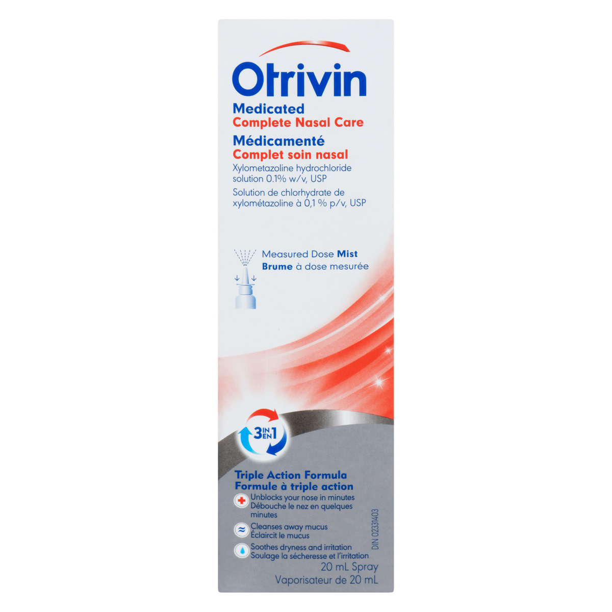 Otrivin Medicated Complete Nasal Care Triple Action Nasal Spray, 20 mL