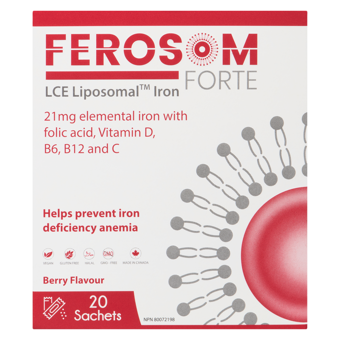 Ferosom Forte LCE Liposomal Iron Berry Flavour Sachets, 20 Sachets