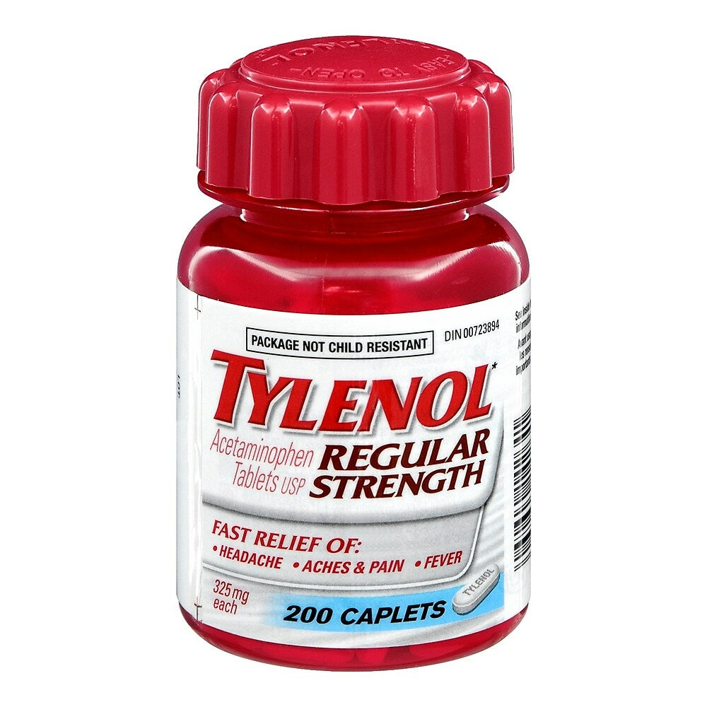 Tylenol Regular Strength Acetaminophen 325 mg Caplets, Easy-to-Open Bottle, 200 Caplets