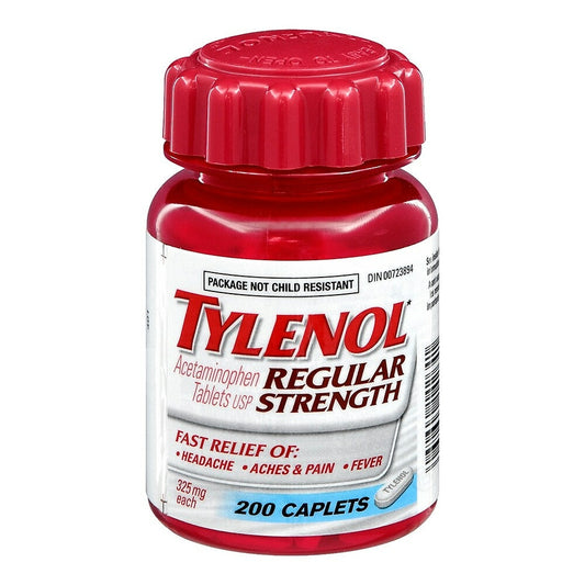 Tylenol Regular Strength Acetaminophen 325 mg Caplets, Easy-to-Open Bottle, 200 Caplets