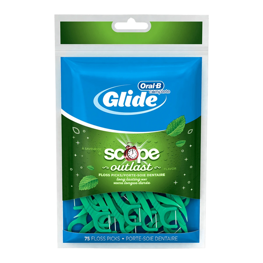 Oral-B Glide Complete with Scope Outlast Mint Flavour Floss Picks, 75 Count