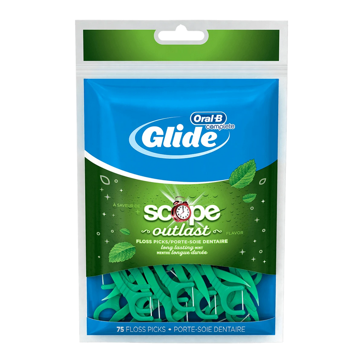 Oral-B Glide Complete with Scope Outlast Mint Flavour Floss Picks, 75 Count